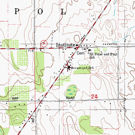 Topographic Map of Sevastopol High School, WI