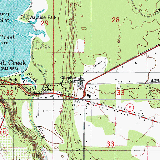 Topographic Map of Gibraltar Secondary School, WI