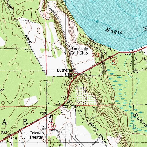Topographic Map of Bethany Lutheran Cemetery, WI