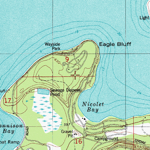 Topographic Map of Eagle Bluff Light, WI
