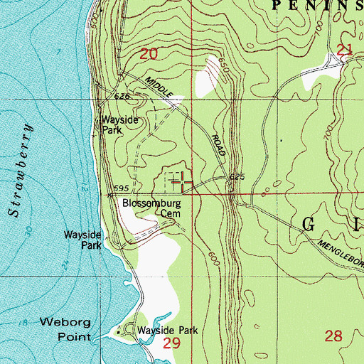 Topographic Map of Blossomberg Cemetery, WI