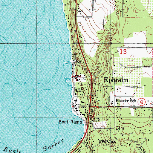 Topographic Map of Ephraim Yacht Harbor, Incorporated, WI