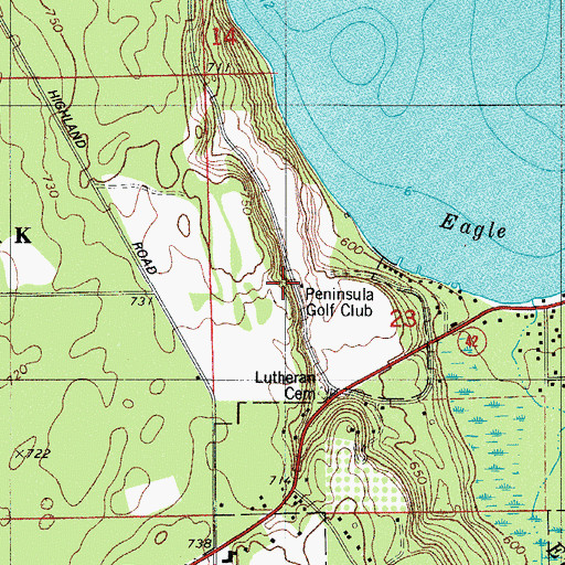 Topographic Map of Penninsula Golf Club, WI