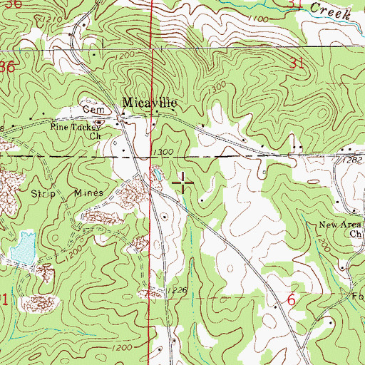 Topographic Map of McAdoo Mine, AL