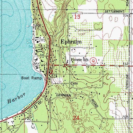 Topographic Map of Pioneer School, WI