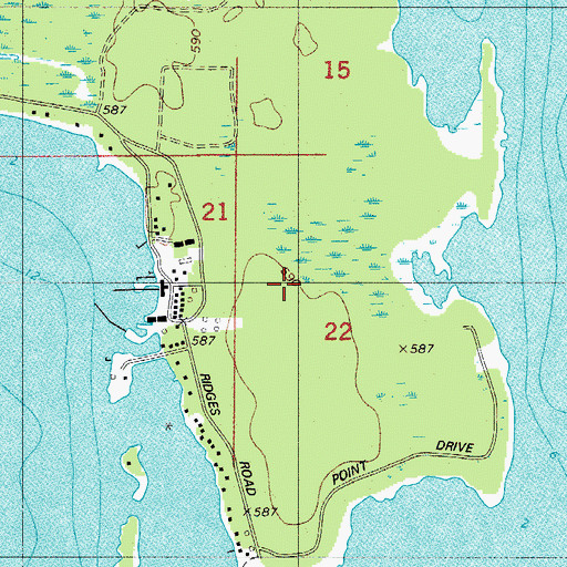 Topographic Map of Baileys Harbor Yacht Club Incorporated, WI