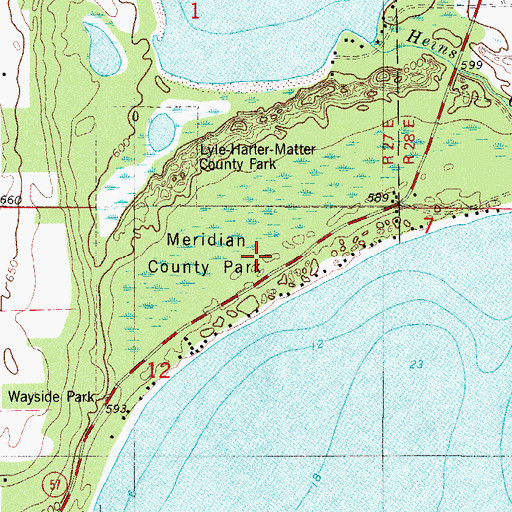 Topographic Map of Meridian County Park, WI