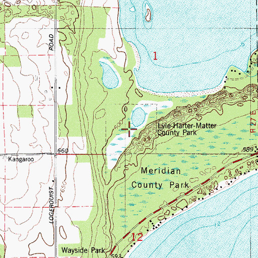Topographic Map of Lyle-Harter-Matter County Park, WI