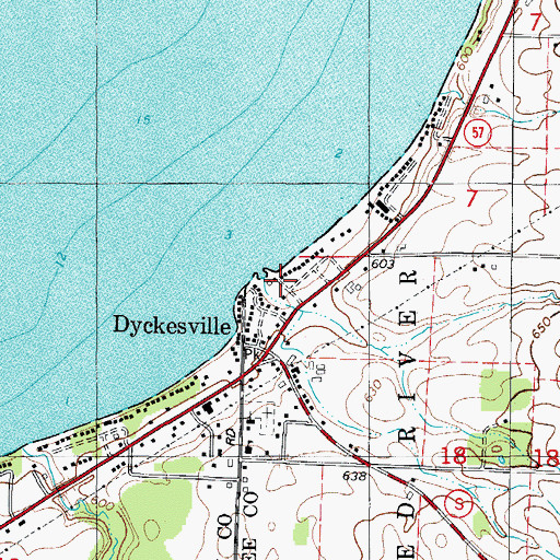 Topographic Map of Wellers Dock, WI