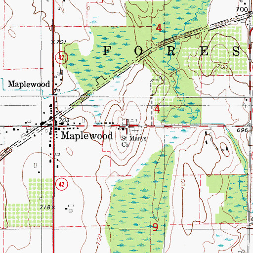 Topographic Map of Saint Marys Church, WI