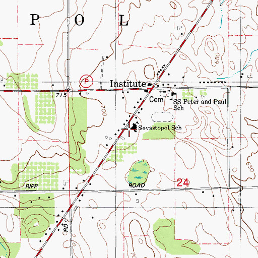 Topographic Map of Sevastopol School, WI