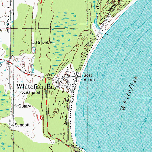 Topographic Map of Whitefish Bay, WI