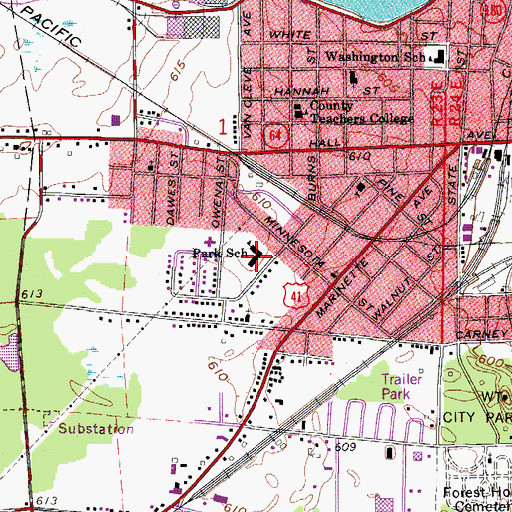 Topographic Map of Park Elementary School, WI