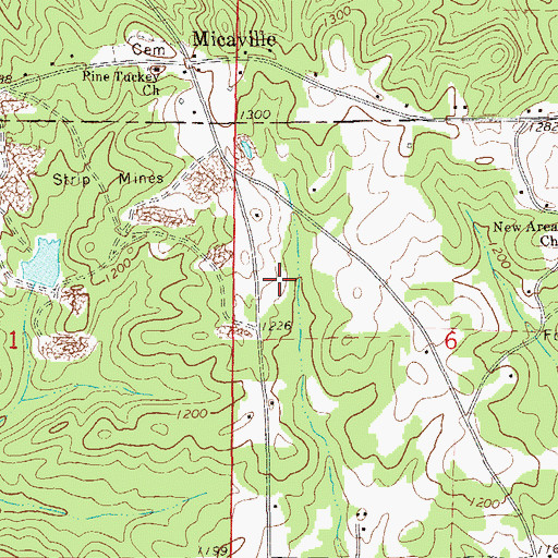 Topographic Map of Bagley Mine, AL