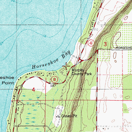 Topographic Map of Murphy County Park, WI