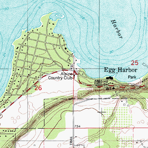 Topographic Map of Alpine Country Club, WI