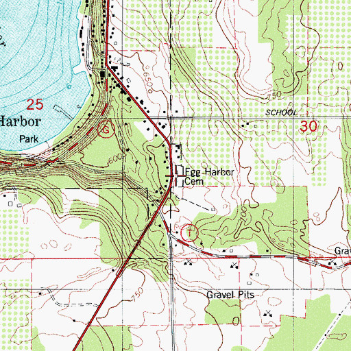 Topographic Map of Egg Harbor Cemetery, WI