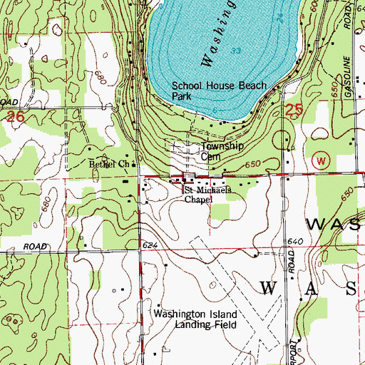 Topographic Map of Saint Michaels Chapel, WI