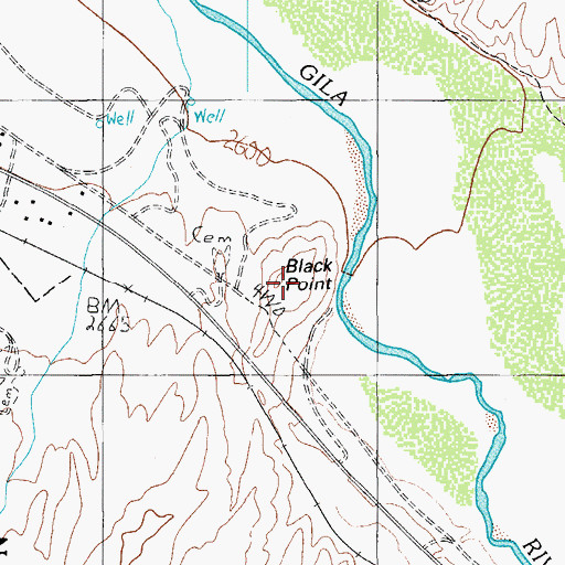 Topographic Map of Black Point, AZ