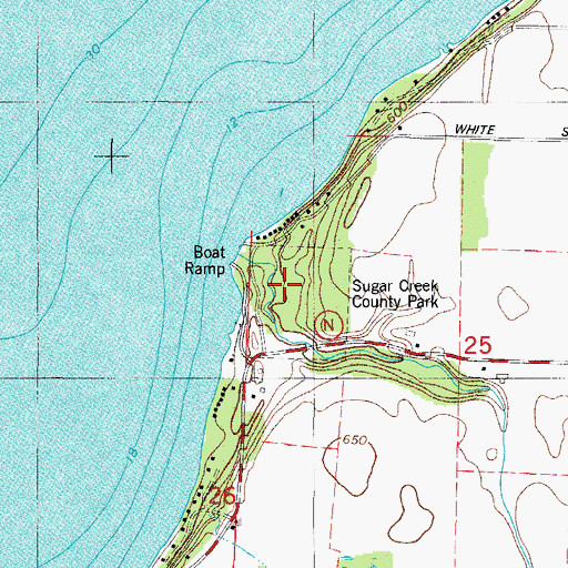 Topographic Map of Sugar Creek County Park, WI
