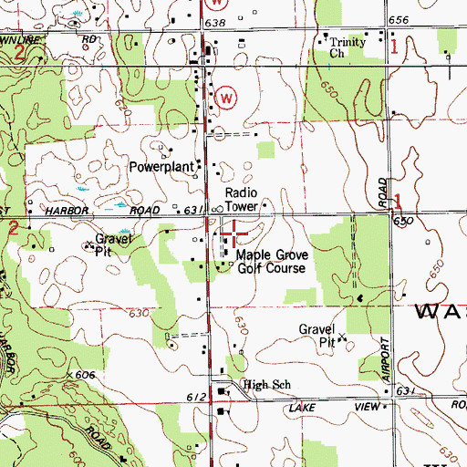 Topographic Map of Maple Grove Golf Course, WI