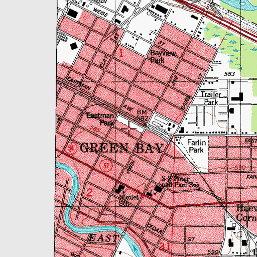 Topographic Map of Eastman Park, WI