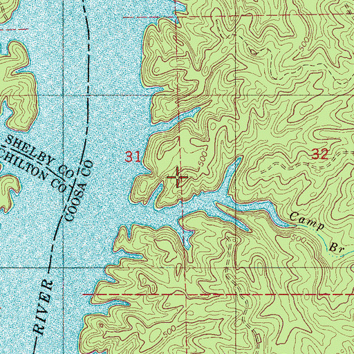 Topographic Map of Aucheucaula (historical), AL