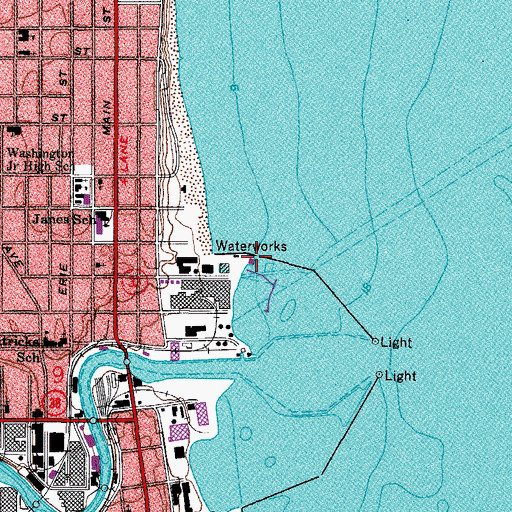 Topographic Map of Racine Yacht Club, WI
