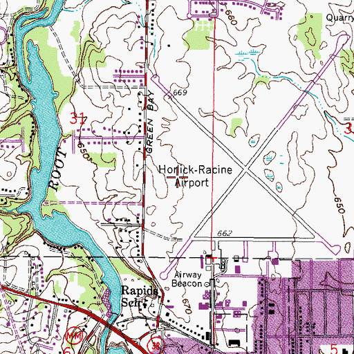 Topographic Map of John H Batten Airport, WI