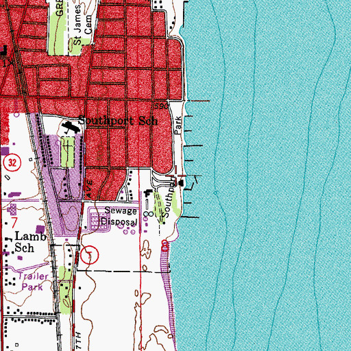 Topographic Map of Southport Park, WI