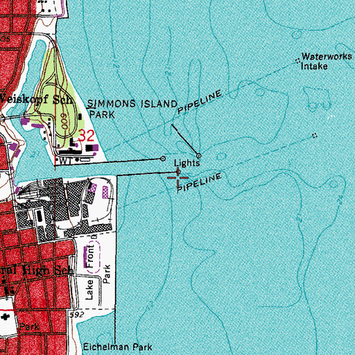 Topographic Map of South Pier Light, WI