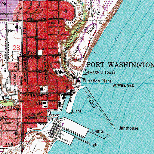 Topographic Map of Port Washington Yacht Club, WI