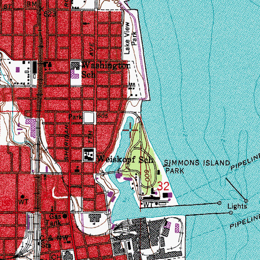 Topographic Map of Municipal Small Boat Harbor, WI