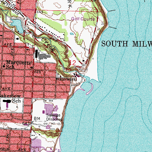 Topographic Map of South Milwaukee Yacht Club, WI