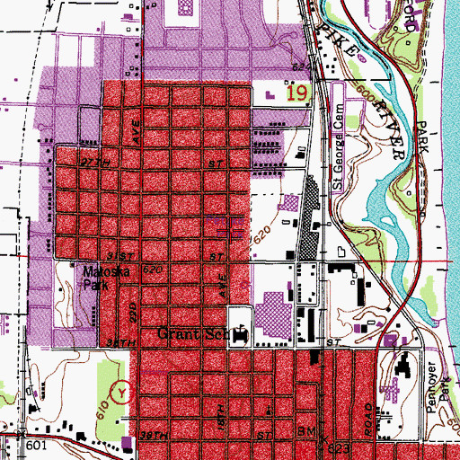 Topographic Map of Petzke Park, WI