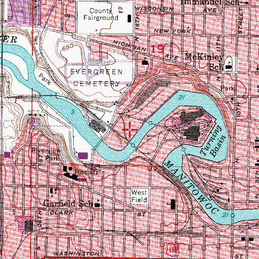Topographic Map of Wisconsin Public Service Corporation, WI
