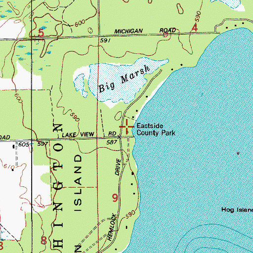 Topographic Map of Eastside County Park, WI