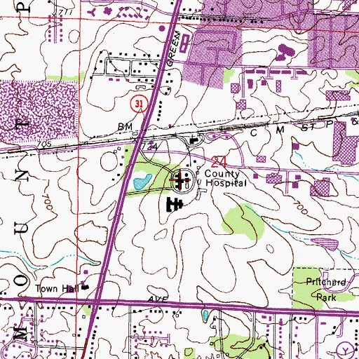 Topographic Map of Racine County Hospital, WI