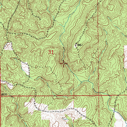 Topographic Map of Weogufka Mountains, AL