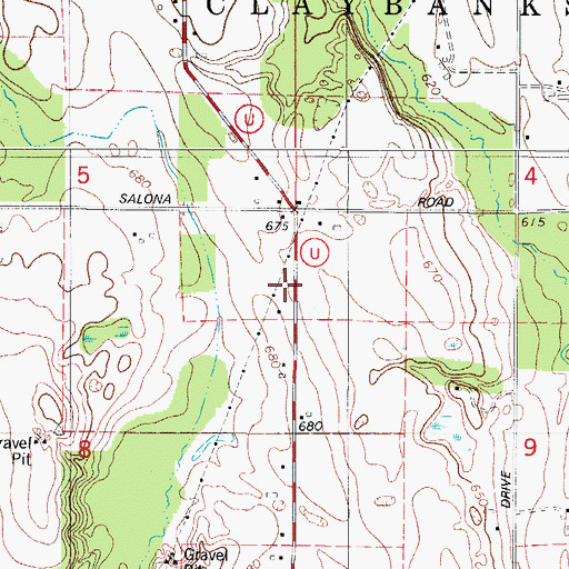 Topographic Map of Salona, WI