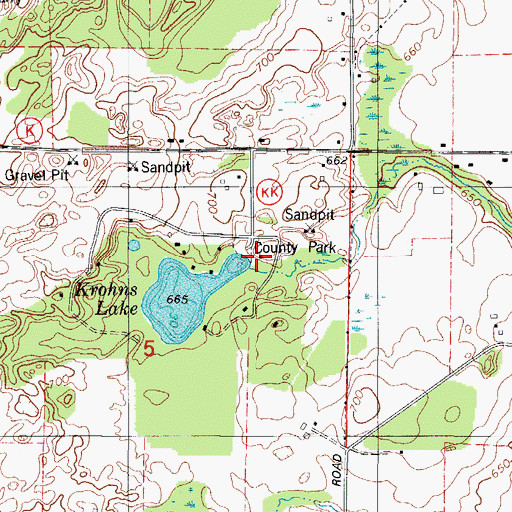 Topographic Map of Kewaunee County Park, WI