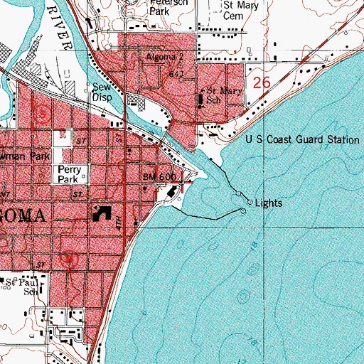 Topographic Map of Algoma Utilities Commission, WI