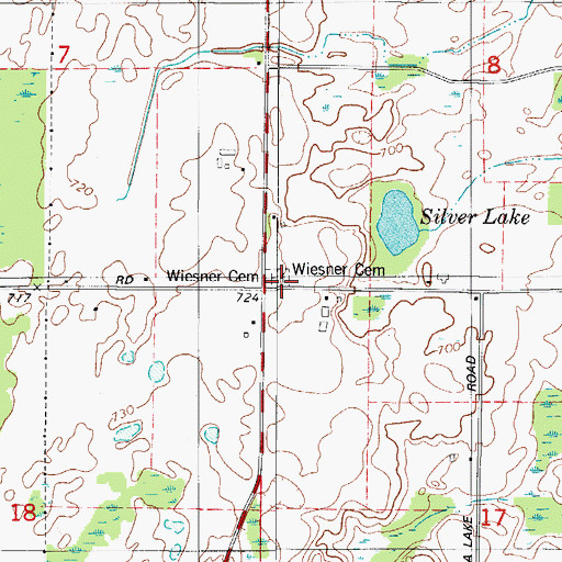 Topographic Map of Wiesner Cemetery, WI