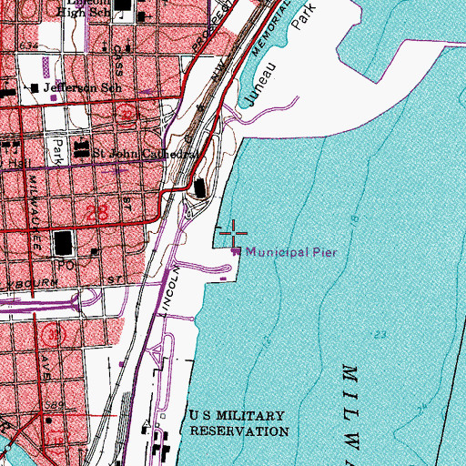 Topographic Map of Municipal Passenger Pier, WI