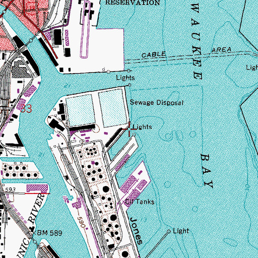 Topographic Map of South Pier Light, WI
