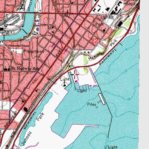 Topographic Map of Milwaukee Passenger Pier, WI