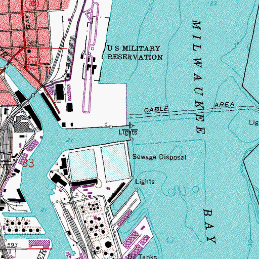 Topographic Map of Pierhead Light, WI