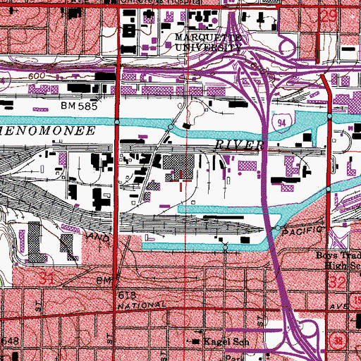Topographic Map of Milwaukee Stockyards, WI