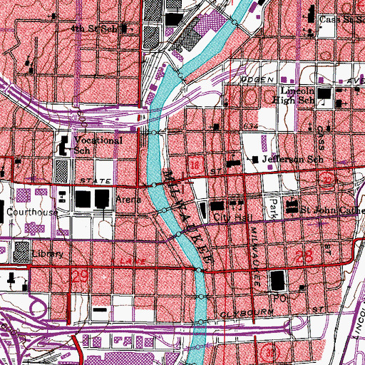 Topographic Map of Marcus Center For The Performing Arts, WI