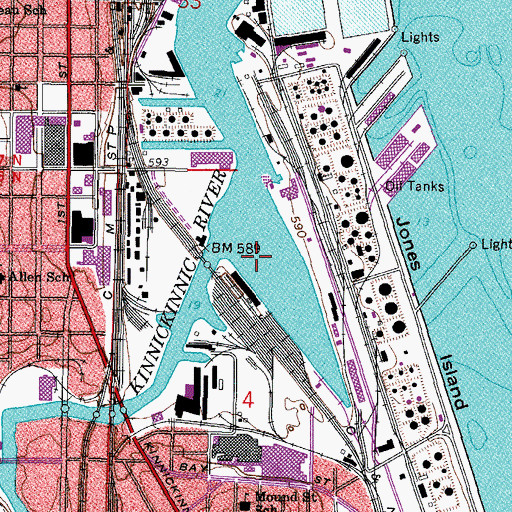 Topographic Map of Milwaukee Municipal Mooring Basin, WI